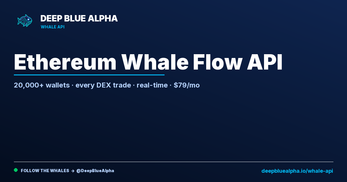 Ethereum Whale Flow API — Real-Time Whale Tracking Data for Developers ...